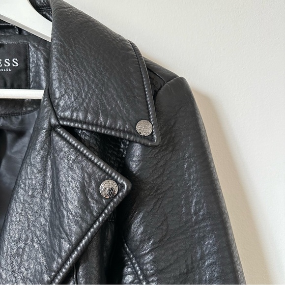 Guess Moto Jacket Faux Leather in Black Size M - Picture 4 of 10
